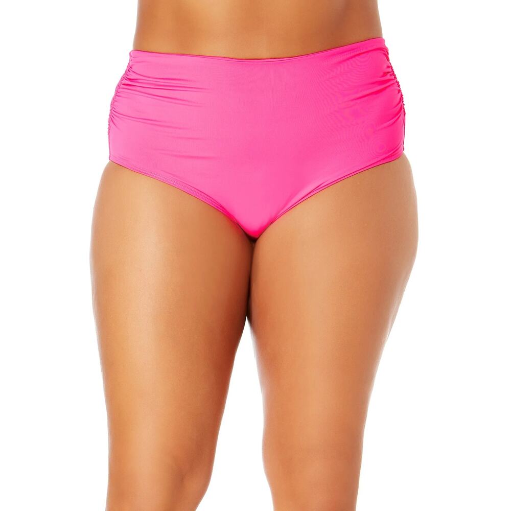 Anne Cole Live in Color High Waisted Shirred Bikini Bottom Pink 16W NWT